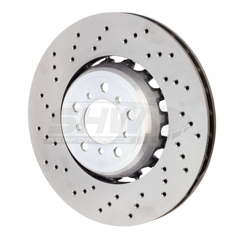 SHW 15-18 BMW M3 3.0L Left Front Cross-Drilled Lightweight Brake Rotor