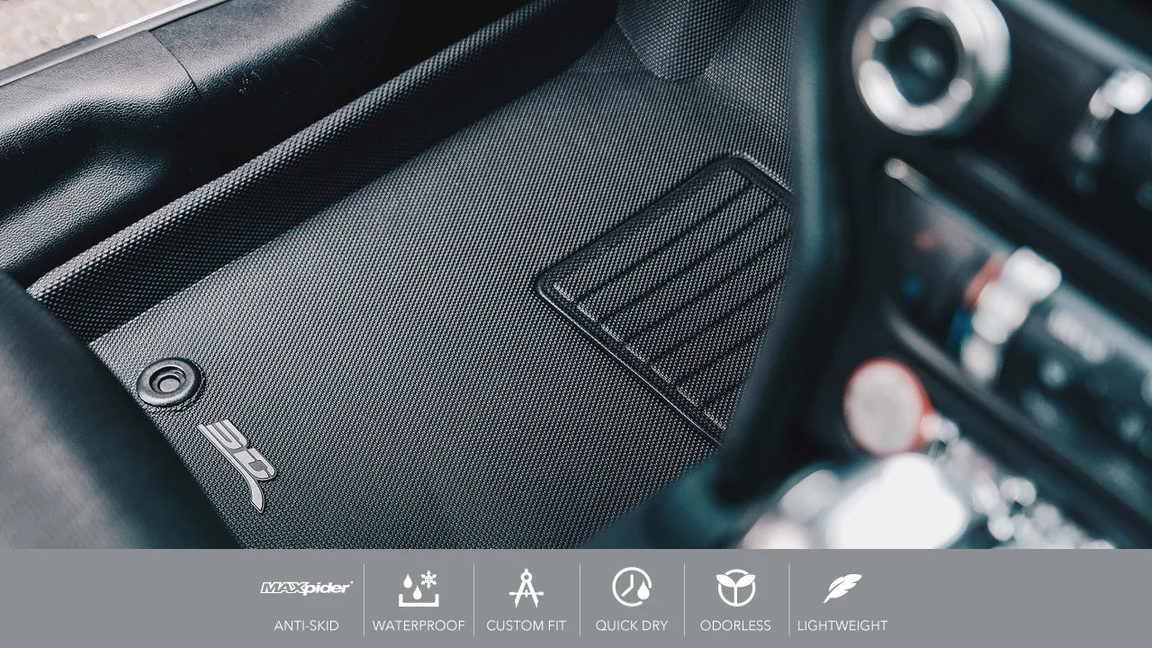 3D MAXpider 2014-2019 Porsche Macan Kagu 1st & 2nd Row Floormats - Black L1PO01401509