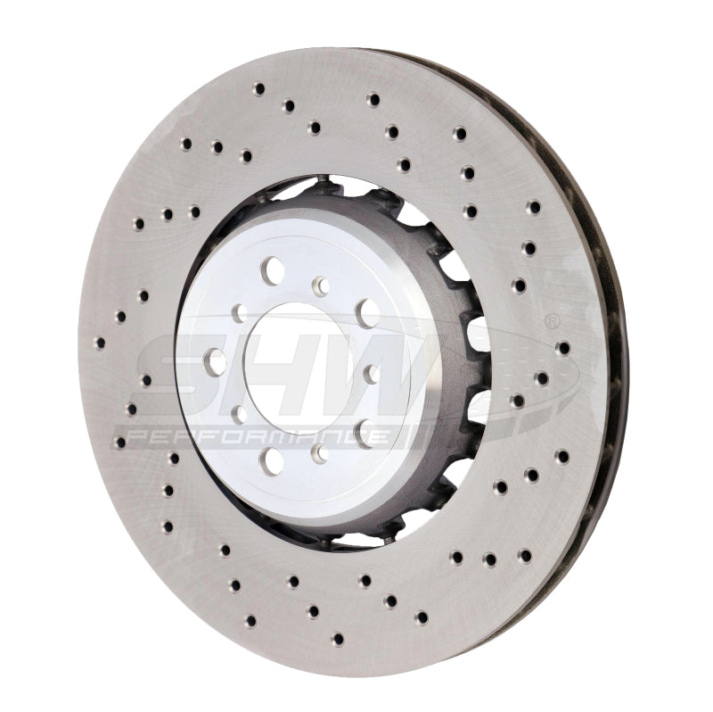 SHW 15-18 BMW M3 3.0L Right Front Cross-Drilled Lightweight Brake Rotor