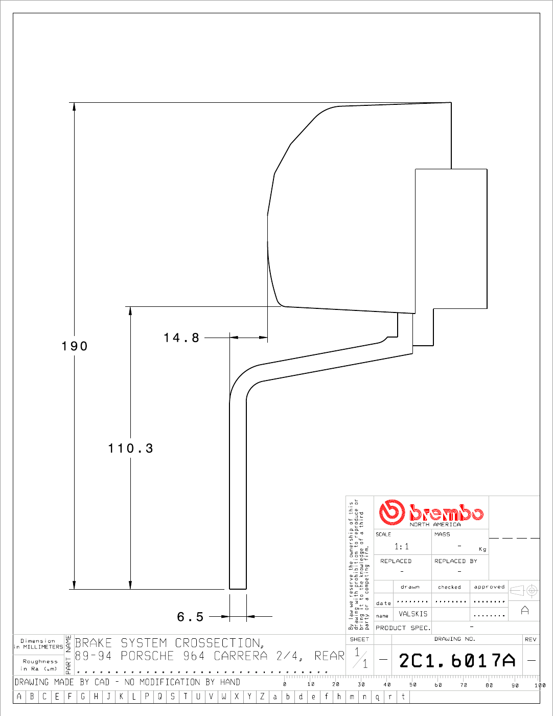 Brembo GT Big Brake Kit - 1990-1994 Porsche 964 Carrera 2 - Rear - 4-Piston 328x28 2-Piece - 2C1.6017A