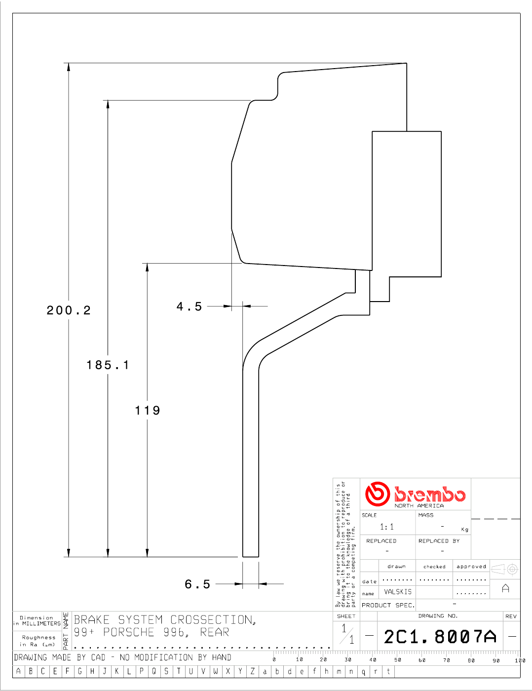 Brembo GT Big Brake Kit - 2006-2008 Porsche 997.1 C4 (Excluding PCCB) - Rear - 4-Piston 345x28 2-Piece - 2C1.8007A