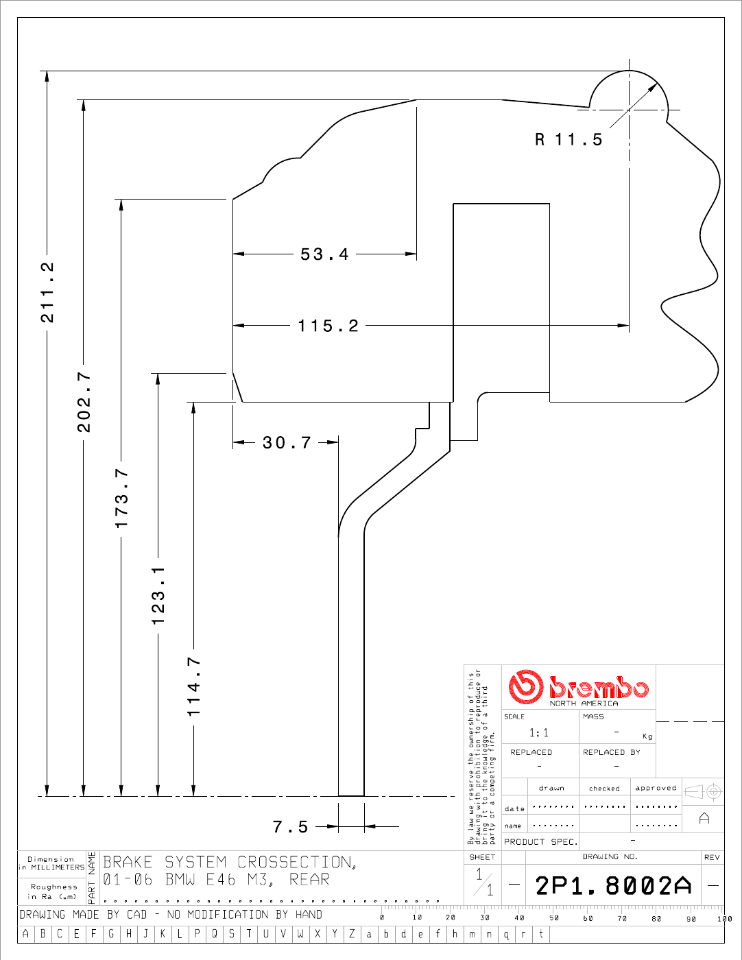 Brembo GT Big Brake Kit - 2001-2006 BMW M3 (E46) - Rear - 4-Piston 345x28 2-Piece - 2P1.8002A