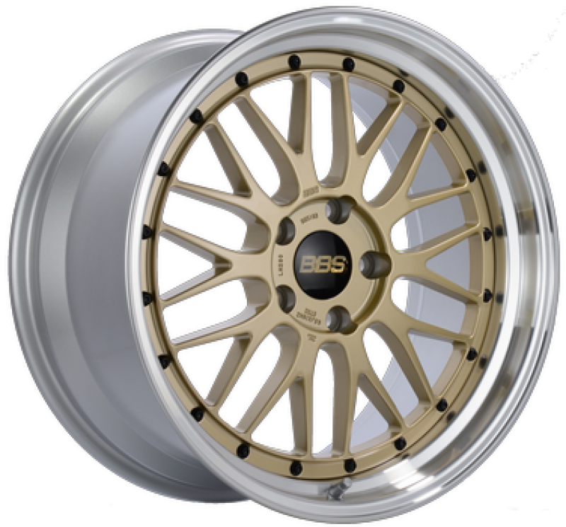 BBS LM 20x9 5x114.3 ET40 PFS Gold Center Diamond Cut Lip Wheel - 82mm PFS/Clip Required