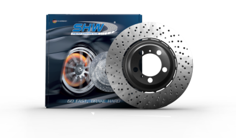 SHW 22-25 Porsche 718 Cayman GT4 RS Right Front Cross-Drilled Lightweight Brake Rotor (9GT615302M)