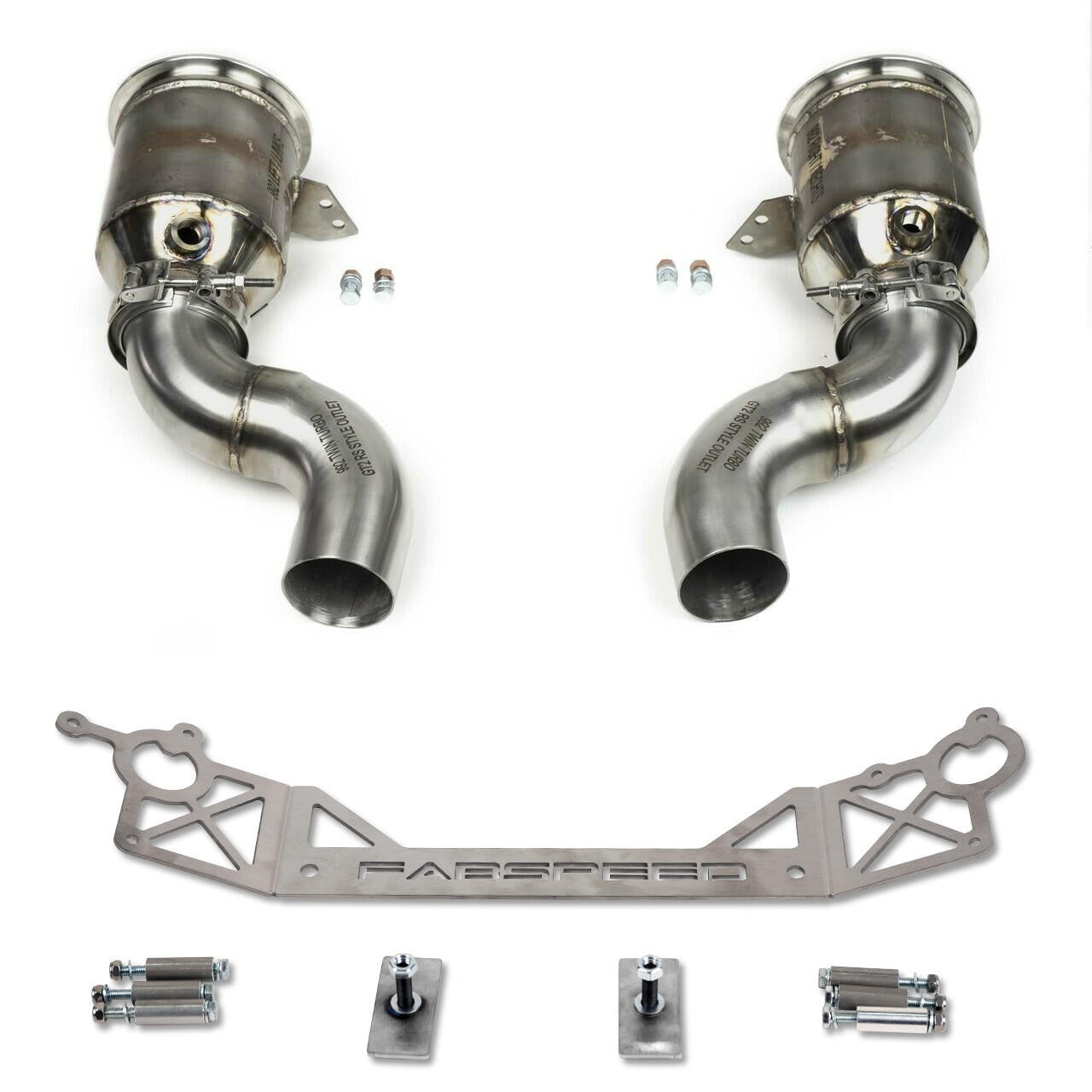 Fabspeed Porsche 992 Twin Turbo / Twin Turbo S Sport Catalytic Converters with GT2RS Style Outlets (2021+)