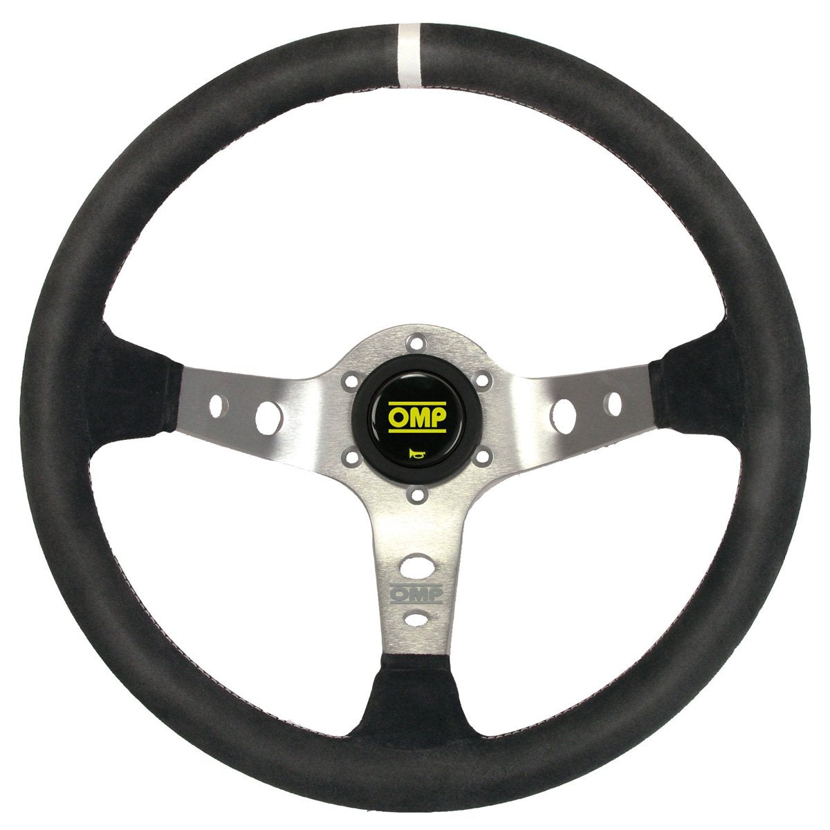 OMP Corsica Steering Wheel - Black Suede, Black Spokes