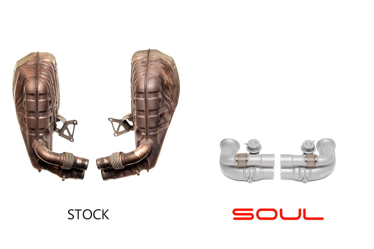 Soul Performance Porsche 991 GT3 / GT3 RS / 911R Valved Side Muffler Bypass Pipes