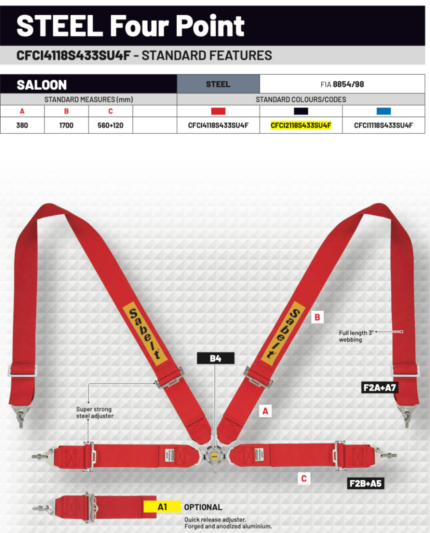Sabelt Steel Saloon 4 Point Harness