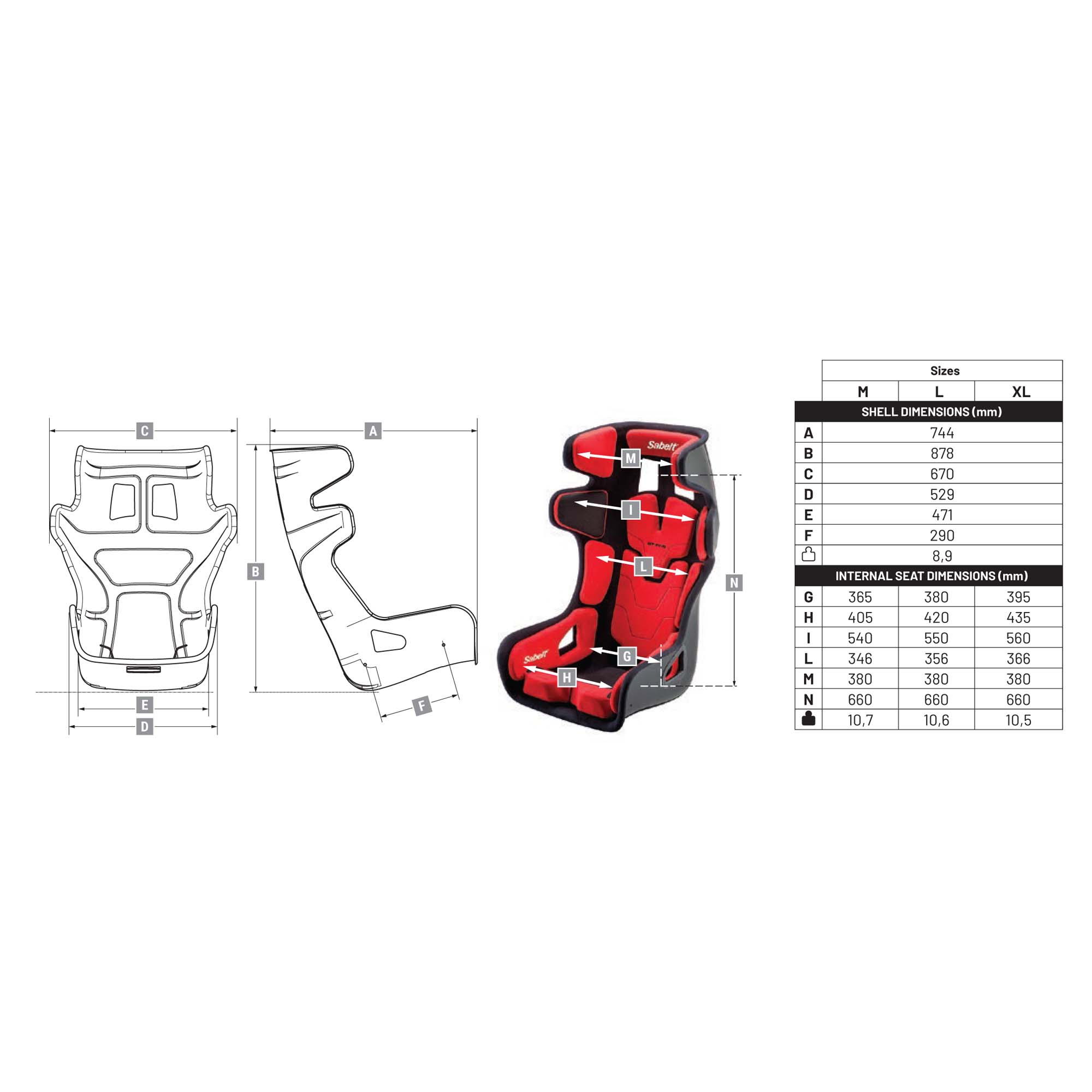 Sabelt GT-Pad FIA Racing Seat (Shell Only)