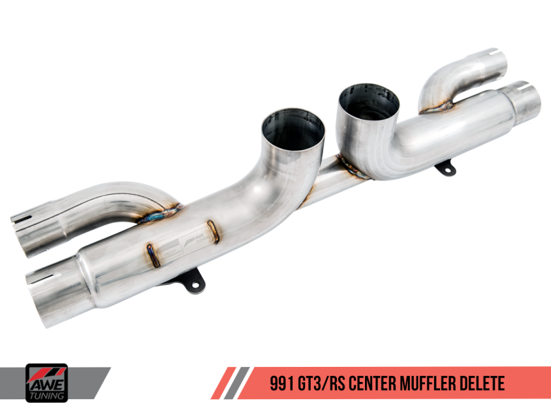 AWE Tuning Porsche 991 GT3 / RS Center Muffler Delete - Diamond Black Tips 3010-33044
