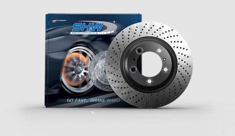 SHW 2016 Porsche Boxster Spyder 3.8L w/o Ceramic Brakes Left Rear Cross-Drilled MB Brake Rotor