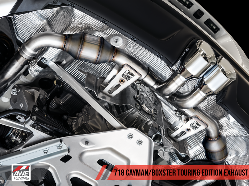 AWE Tuning Porsche 718 Boxster / Cayman Touring Edition Exhaust - Diamond Black Tips 3015-33080