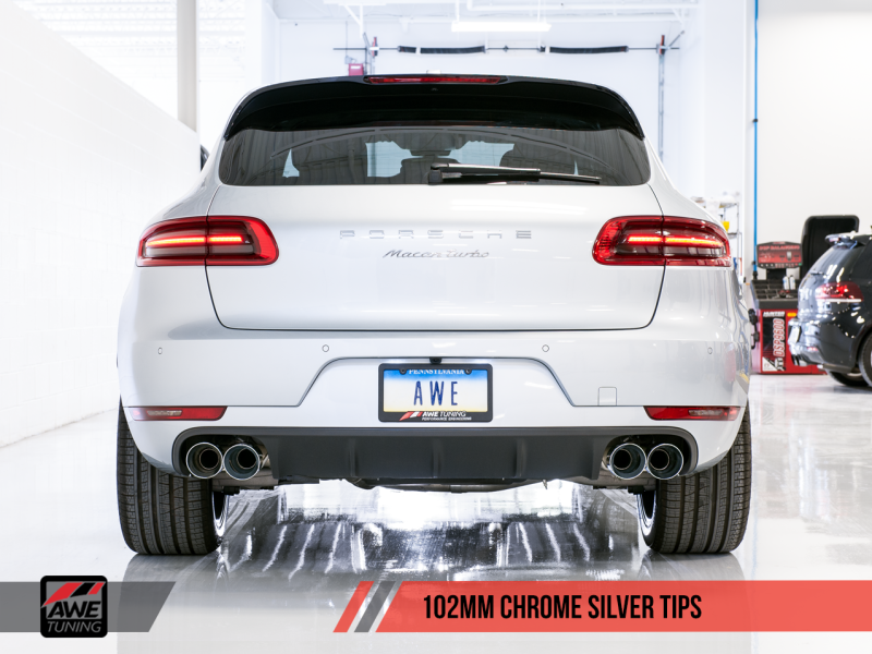 AWE Tuning Porsche Macan Track Edition Exhaust System - Chrome Silver 102mm Tips  3020-42040