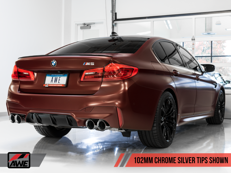 AWE Tuning 18-19 BMW M5 (F90) 4.4T AWD SwitchPath Axle-back Exhaust - Chrome Silver Tips 3025-42061