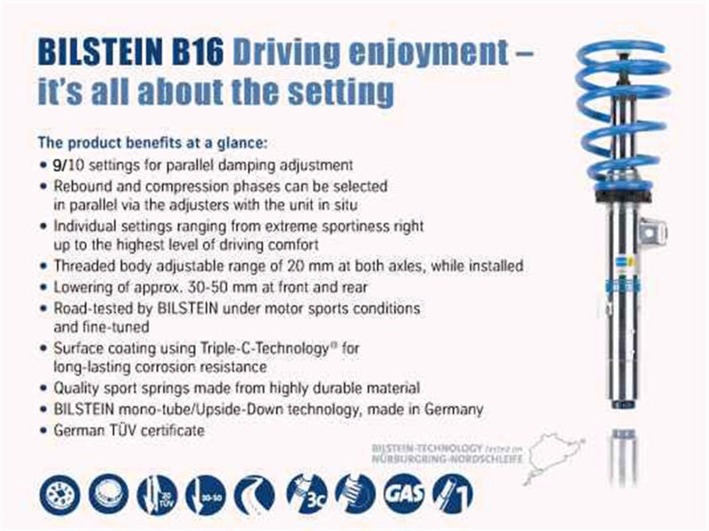 Bilstein B16 2008 Porsche 911 GT2 Front and Rear Suspension Kit 48-145459