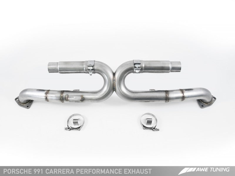 AWE Tuning 991 Carrera Performance Exhaust - Chrome Silver Tips 3015-32044