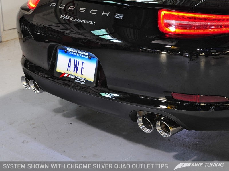 AWE Tuning 991 Carrera Performance Exhaust - Chrome Silver Tips 3015-32044