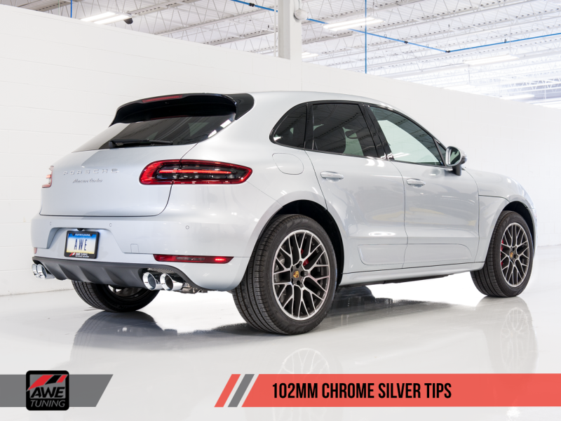 AWE Tuning Porsche Macan Track Edition Exhaust System - Chrome Silver 102mm Tips  3020-42040