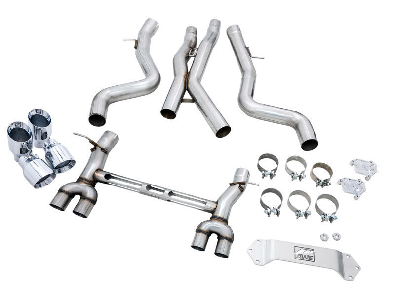 AWE Tuning BMW F8X M3/M4 Track Edition Catback Exhaust - Chrome Silver Tips 3020-42082