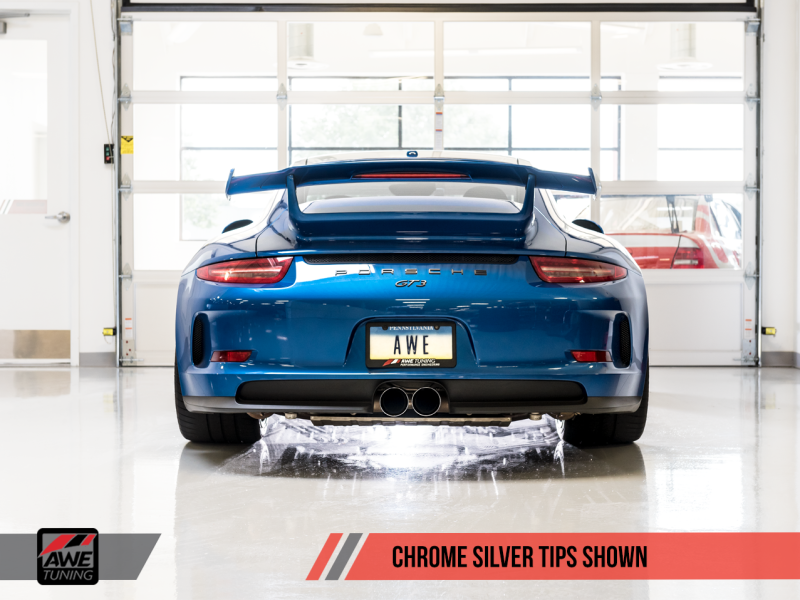 AWE Tuning Porsche 991 GT3 / RS SwitchPath Exhaust - Chrome Silver Tips 3025-32016