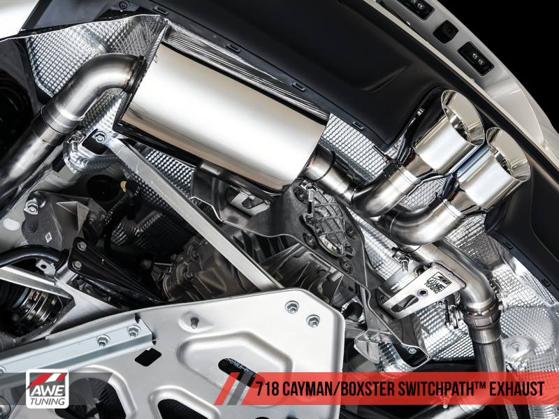 AWE Tuning Porsche 718 Boxster / Cayman SwitchPath Exhaust (PSE Only) - Diamond Black Tips 3025-33020