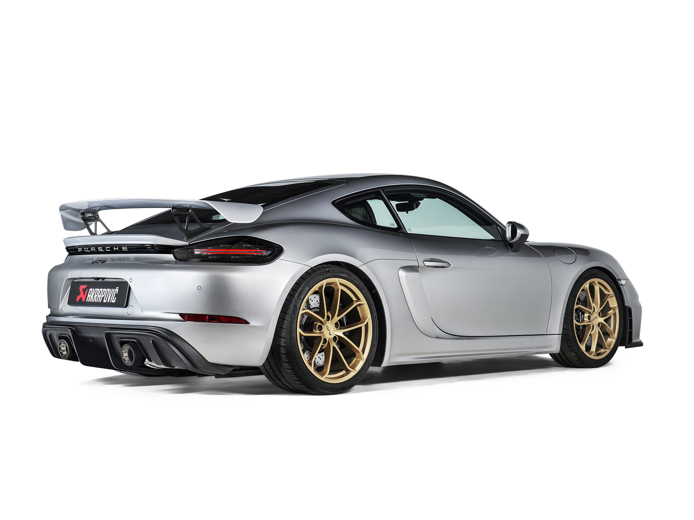 Akrapovic 2020+ Porsche Cayman GT4 (718) Slip-On Line (Option 2) w/Black Coated Titanium Tips