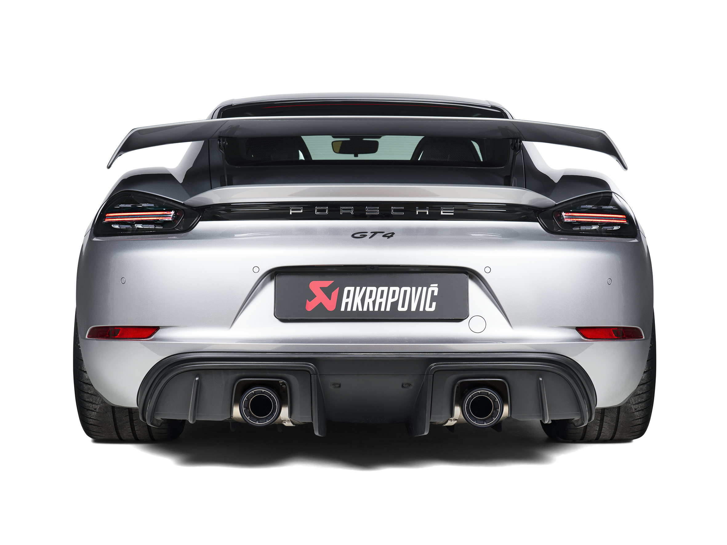 Akrapovic 2020+ Porsche Cayman GT4 (718) Slip-On Line (Option 2) w/Black Coated Titanium Tips