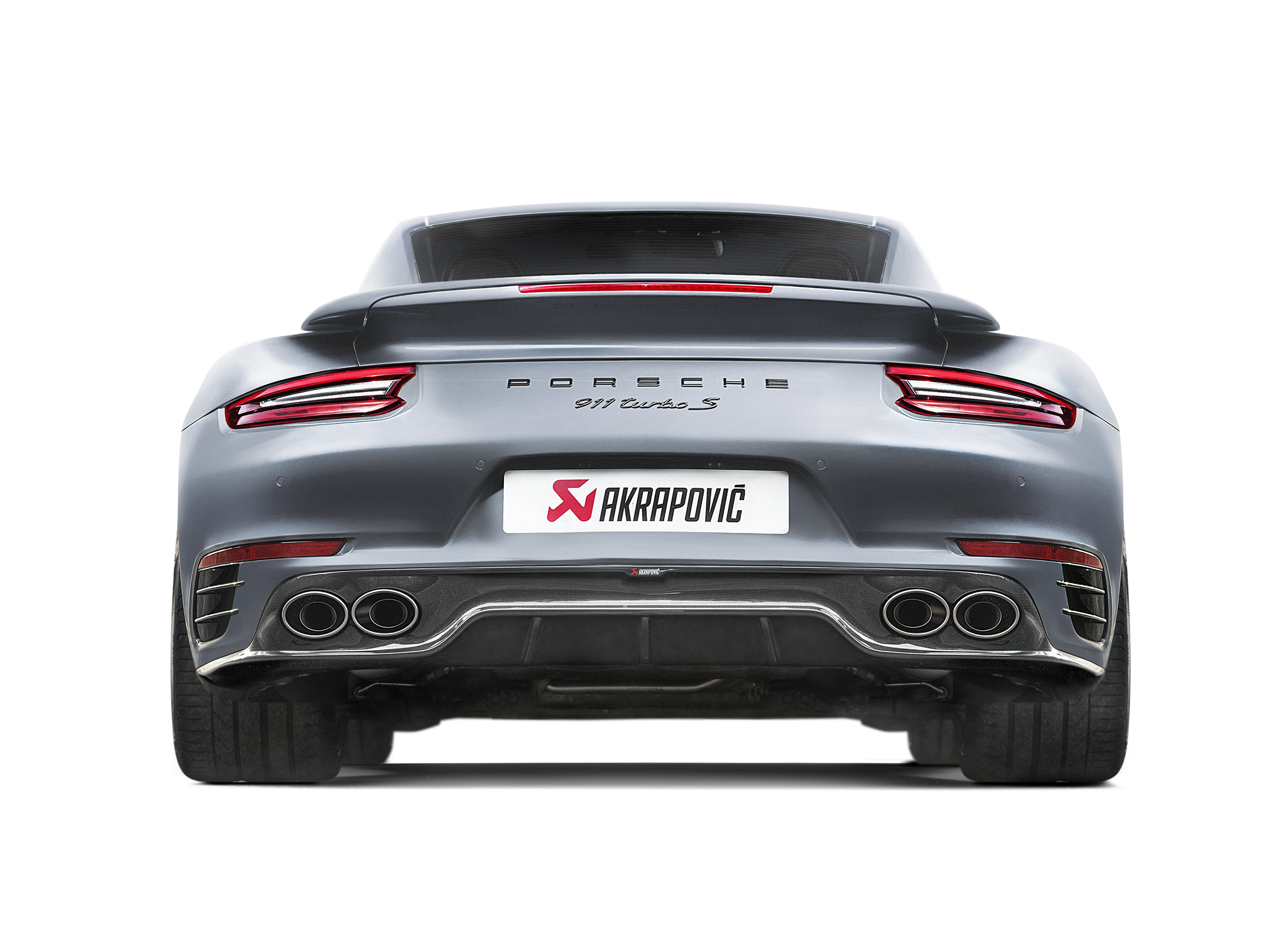 Akrapovic 16-17 Porsche 911 Turbo/Turbo S (991.2) Slip-On Line (Titanium) w/ Tips & Matte Diffuser