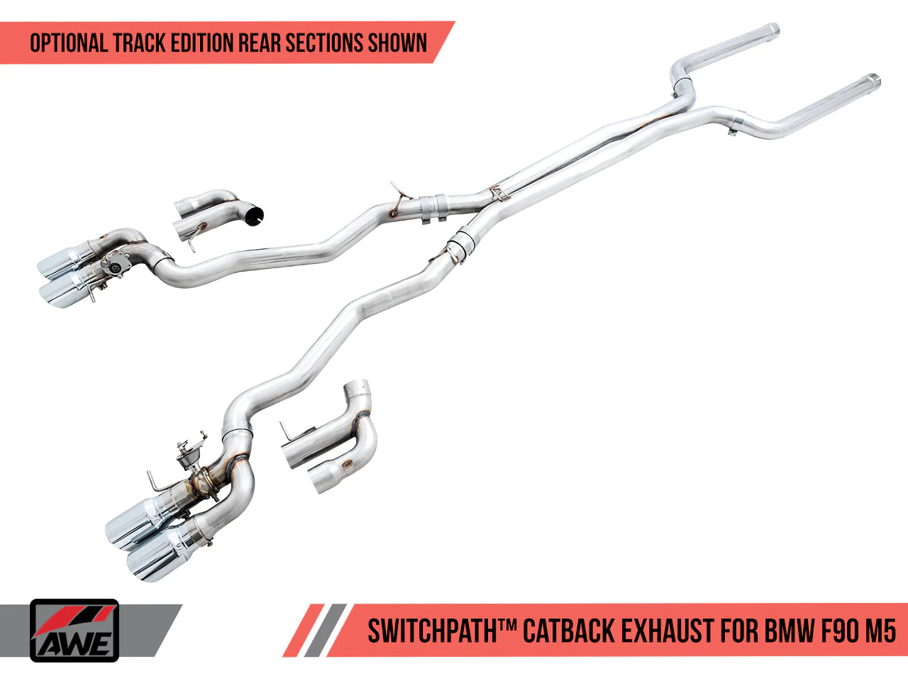 AWE Tuning 18-19 BMW F90 M5 SwitchPatch Cat-Back Exhaust- Black Diamond Tips 3025-43066