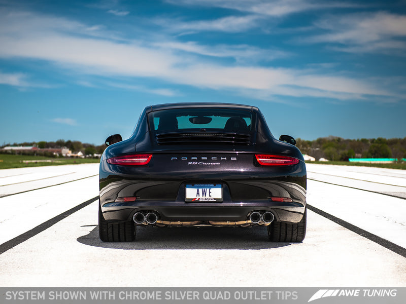 AWE Tuning 991 Carrera Performance Exhaust - Chrome Silver Tips 3015-32044