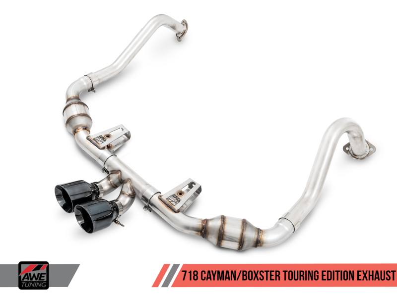 AWE Tuning Porsche 718 Boxster / Cayman Touring Edition Exhaust - Diamond Black Tips 3015-33080