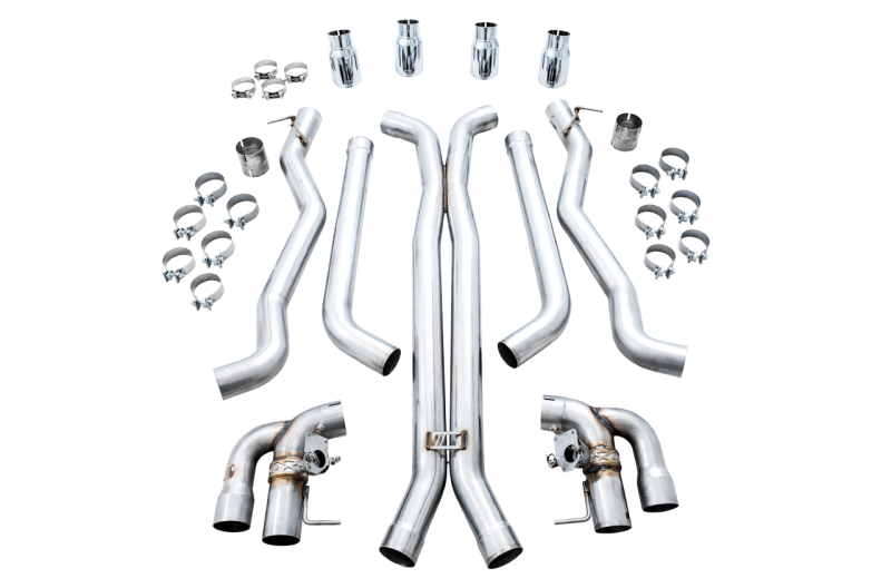 AWE Tuning 18-19 BMW M5 (F90) 4.4T AWD SwitchPath Cat-back Exhaust - Chrome Silver Tips 3025-42062