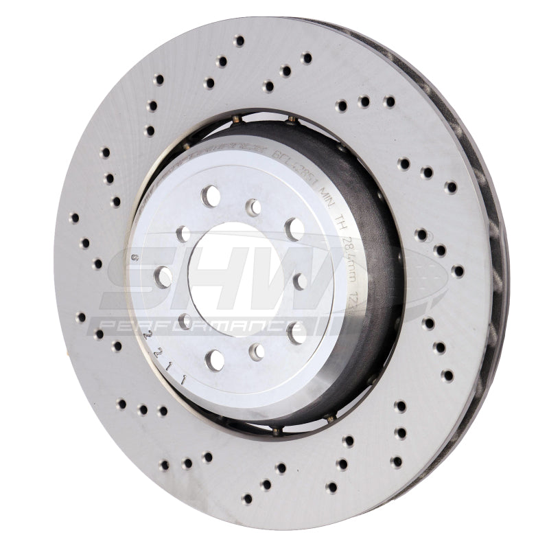 SHW 08-13 BMW M3 4.0L Left Front Cross-Drilled Lightweight Brake Rotor