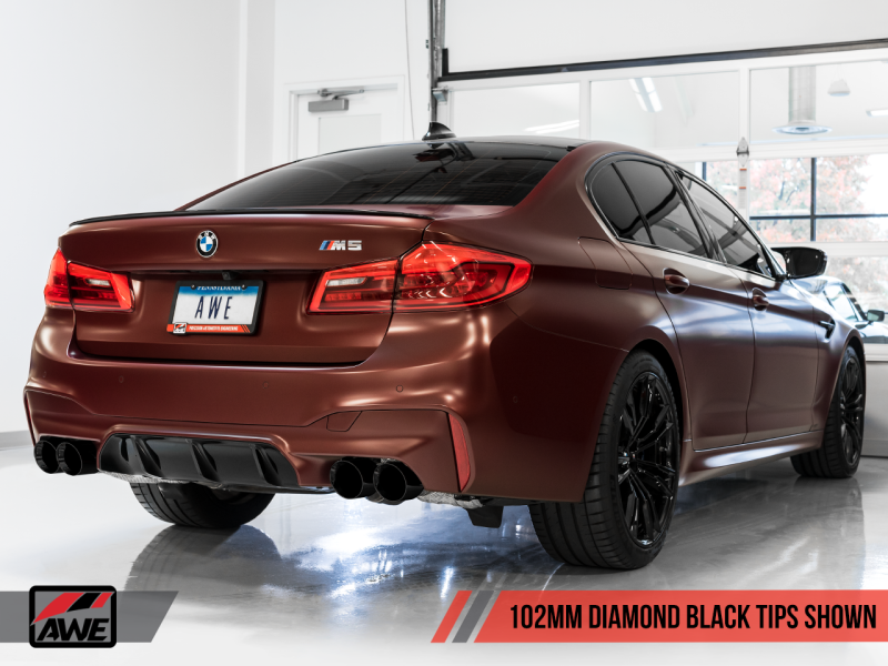 AWE Tuning 18-19 BMW F90 M5 Track Edition Axle-Back Exhaust- Black Diamond Tips 3020-43077