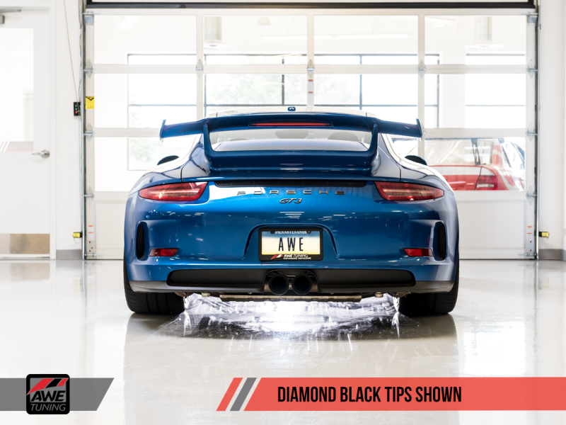 AWE Tuning Porsche 991 GT3 / RS Center Muffler Delete - Diamond Black Tips 3010-33044