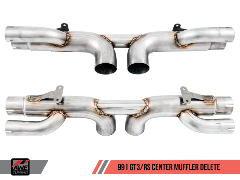 AWE Tuning Porsche 991 GT3 / RS Center Muffler Delete - Diamond Black Tips 3010-33044