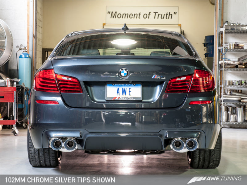 AWE Tuning BMW F10 M5 Touring Edition Axle-Back Exhaust Chrome Silver Tips 3015-42062